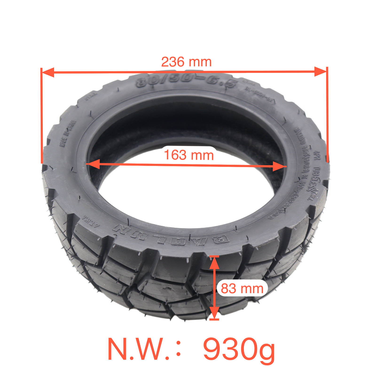 80/50-6.5 Off-Road Vacuum Tire Electric Scooter Vacuum Tire 10 Inch 80/50-6.5 Thickened Version