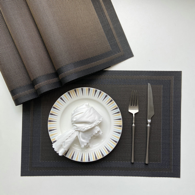 跨境欧式西餐垫PVC餐垫套装防滑隔热垫特斯林餐桌垫酒店编织盘垫