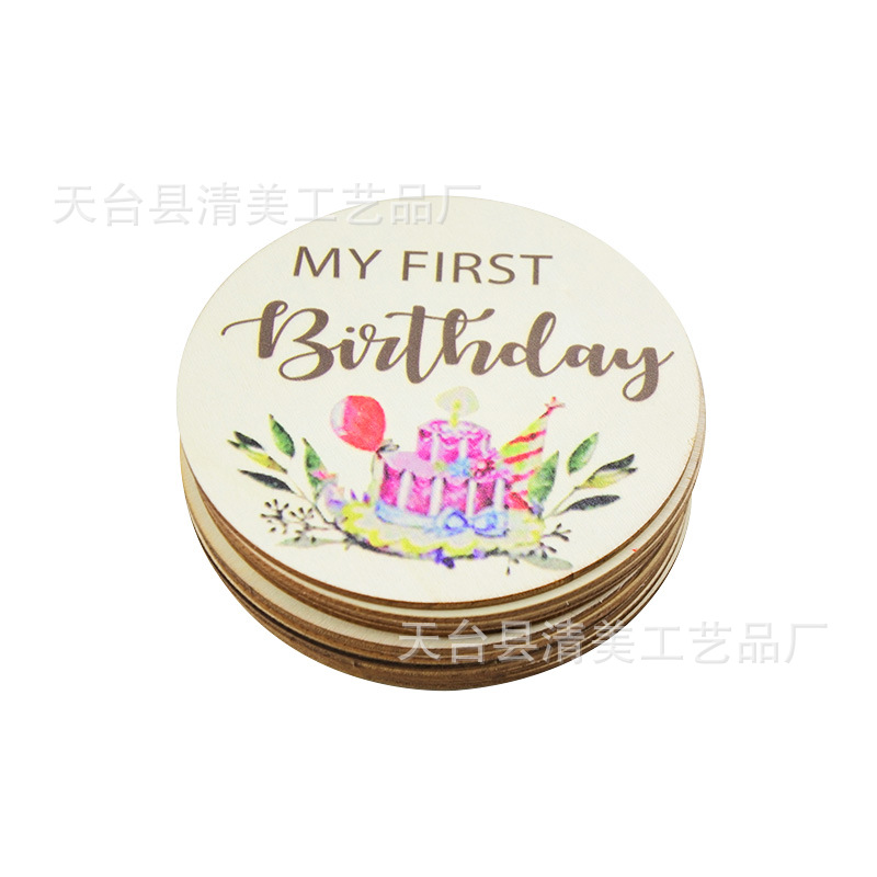 Tarjeta de luna de bebé de doble cara de madera Accesorios para fotos de bebé Tarjeta de hito de edad de doble cara de bebé Película mensual