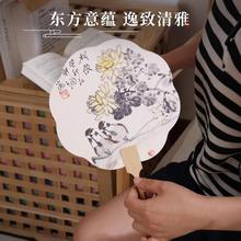 广告扇原木竹柄扇古风团扇中式流苏扇扇子书法宣传扇
