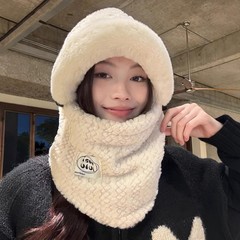 防寒围脖一体毛绒帽子男女秋冬季护耳加厚骑车保暖防风护耳帽批发