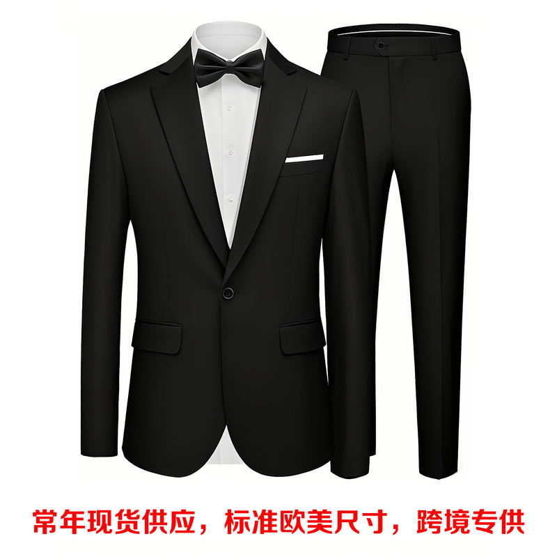 Men's Slim-Fit Suit Set, Business Formal Wear, Two-Piece Set, Direct Supply from the Manufacturer, Exclusively for Cross-Border Sales Men's Slim-Fit Suit Set, Business Formal Wear, Two-Piece Set, Direct Supply from the Manufacturer, Exclusively for Cross-Border Sales