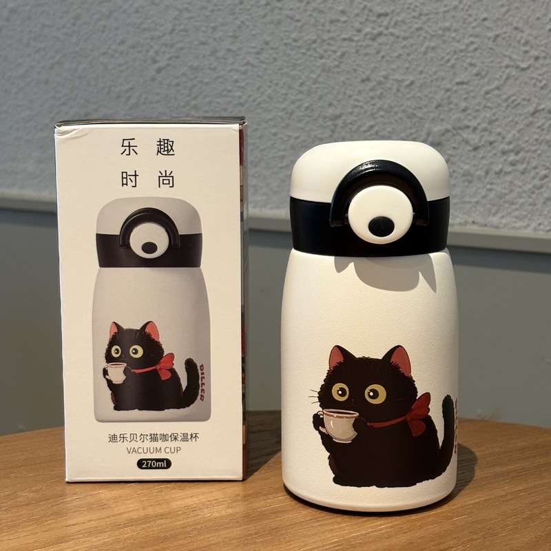 迪乐贝尔猫咖保温杯高颜值316内胆口袋小巧便携卡通吸管杯冰霸杯|undefined