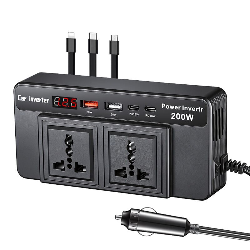 Factory Cross-Border Car Inverter Converter 12V24V to 110V/220V Cigarette Lighter Type-C Charger