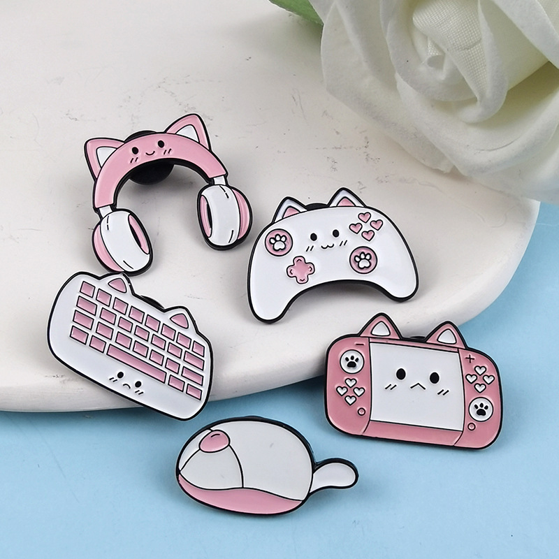 Teclado de dibujos animados ratón insignia de metal modelado creativo bolso lindo alfiler accesorios estudiantes niños ropa broche