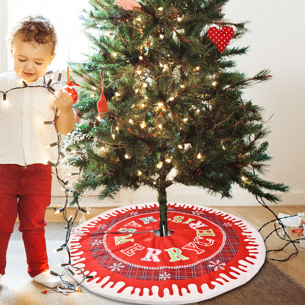 Christmas New Christmas Decoration Christmas Tree Dress Christmas Plaid Snowflake English Tree Dress Christmas Tree Bottom Decoration_voghion.com