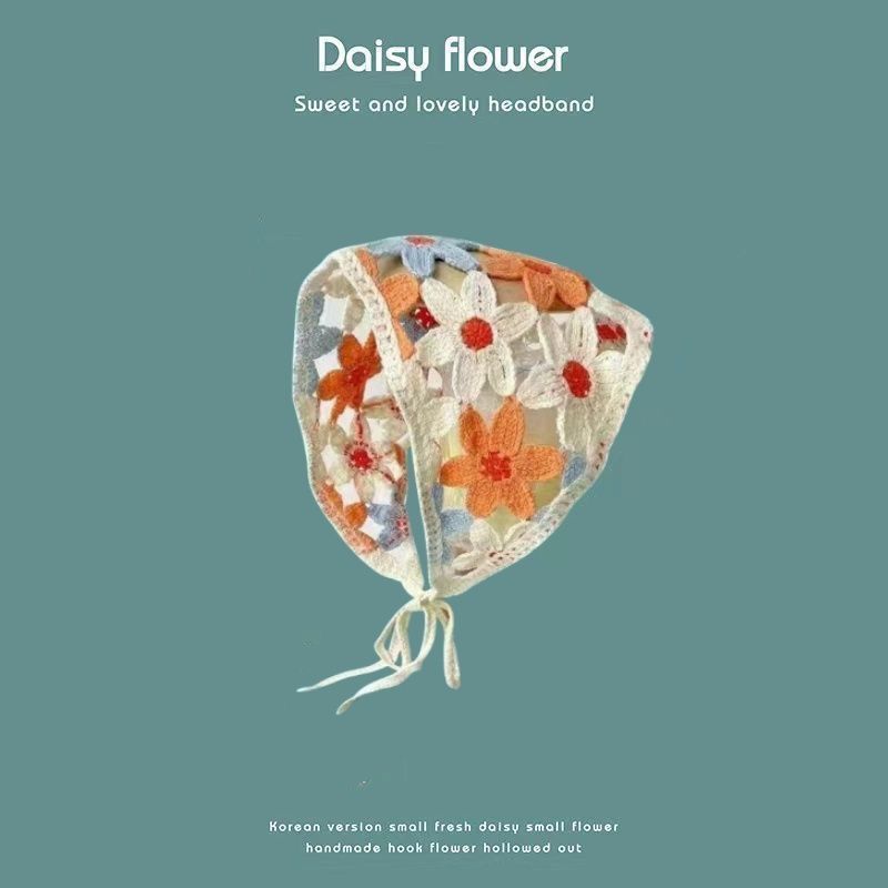 [Liquidación de precio de fábrica] Versión coreana de la bufanda triangular hueca de crochet de punto femenino dulce y lindo sombrero de pañuelo de flores de estilo femenino