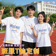 班服毕业短袖定制t恤印logo文化衫棉圆领衣服做刺绣diy团体服