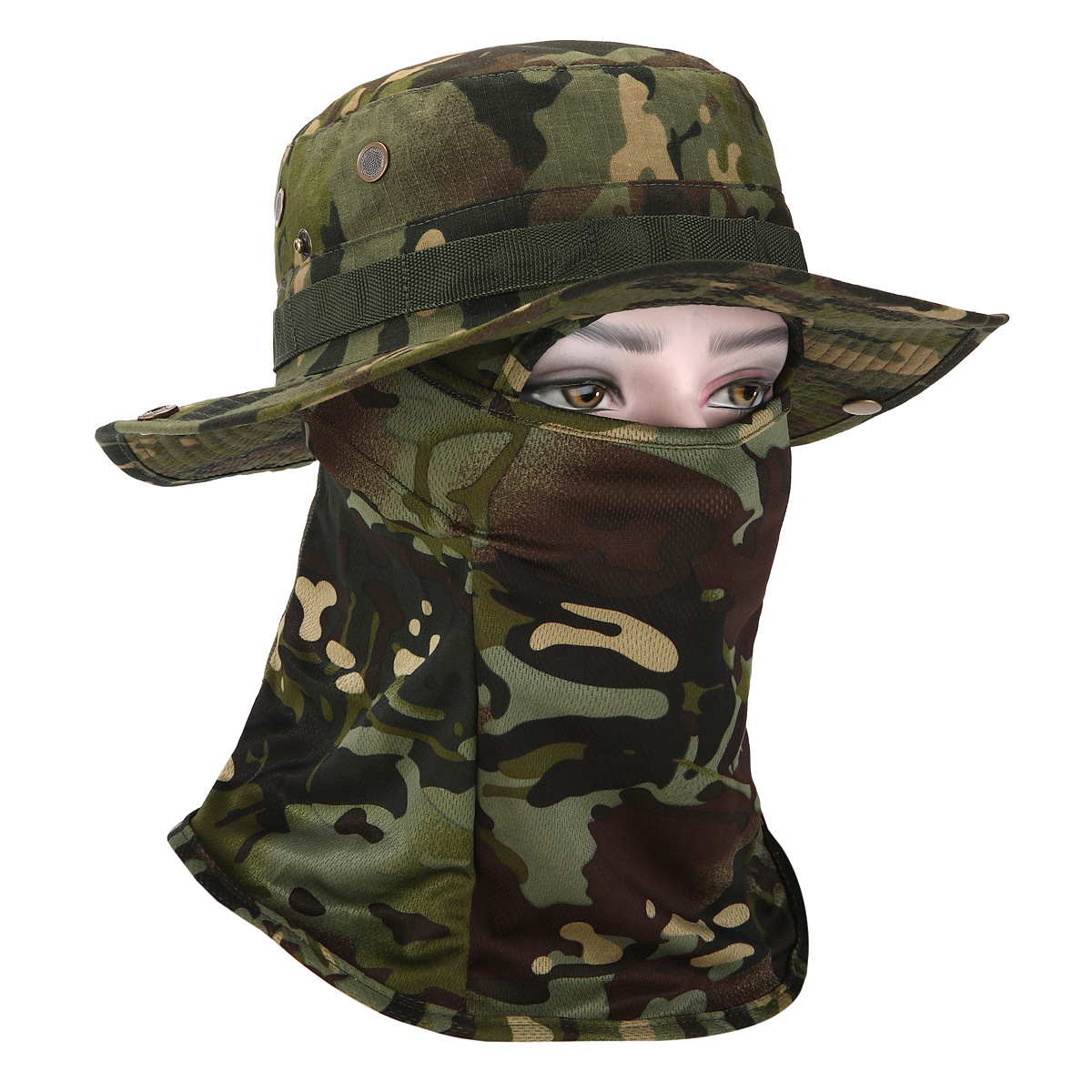 Sombrero de camuflaje con ala ancha al aire libre sombrero Benni sombrero de camuflaje para fanáticos militares sombrero de alpinismo de pesca protector solar sombrero de pescador transpirable hombre