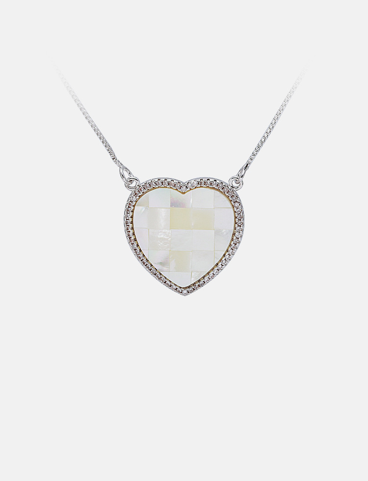 Simple Fashion Heart-shaped Zircon Shell Pendant Necklace display picture 3