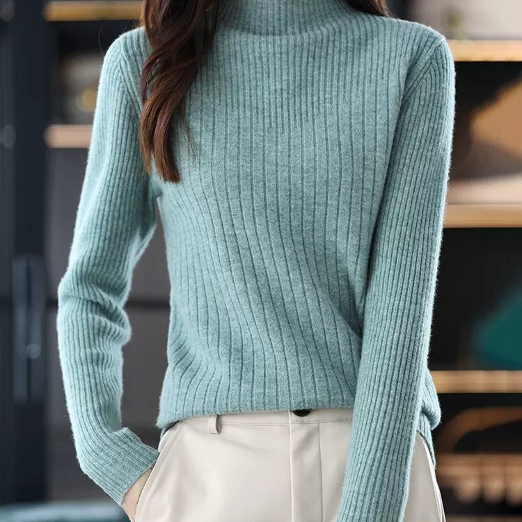 【热销爆款】长袖打底针织衫女半高领套头毛衣韩版内搭毛衫秋冬