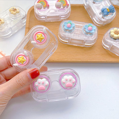 New invisible contact lens case cartoon beauty lens box, convenient to carry transparent double-layer box beauty lens companion case care box