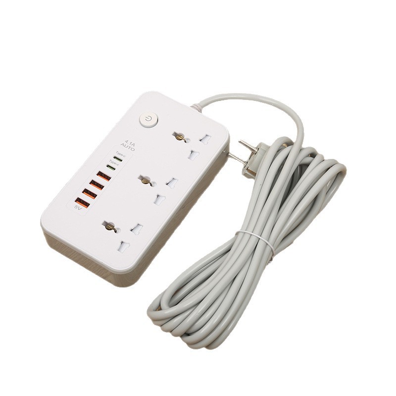 Z65#5M estándar europeo, estándar británico, estándar americano, paquete de caja de color 4USB + 2Type-c con puerta de seguridad para niños, blanco y negro