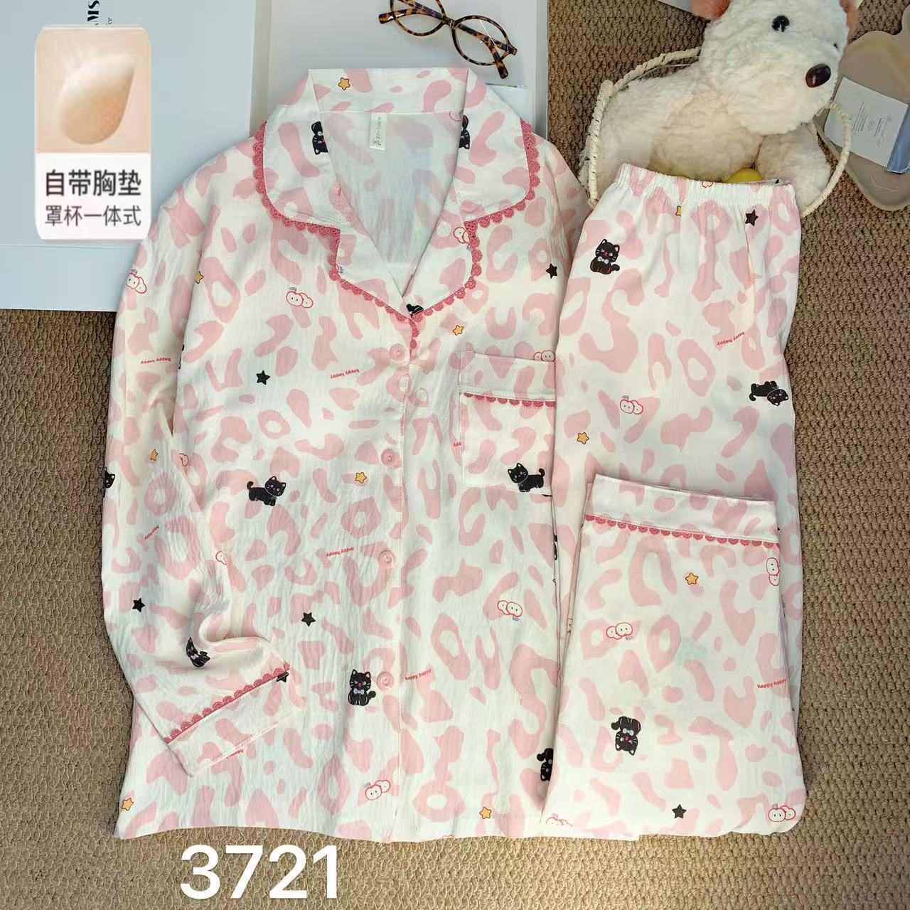 Algodón suave al por mayor transfronterizo nube nuevo pijama de mujer de verano pantalones cortos de mangas cortas estudiantes cardigans delgado cubierta de ropa para el hogar