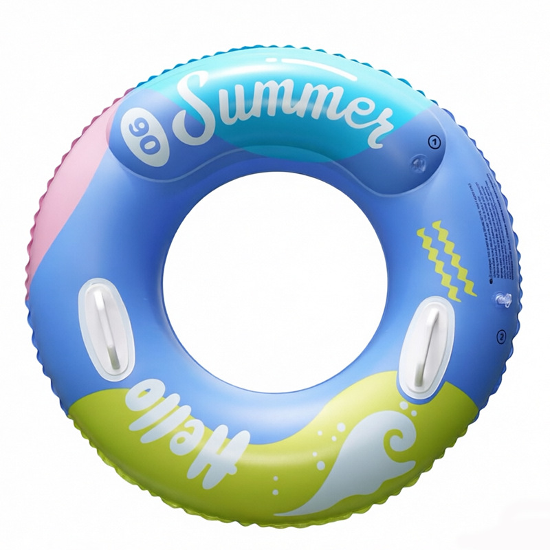 Transfronterizos ampliados con mango de barco de anclaje arco iris anillo de natación para adultos anillo de natación infláble arco iris de gran tamaño para hombres y mujeres