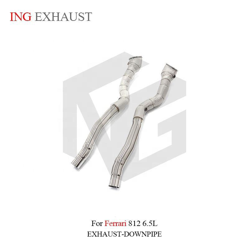Suitable for Ferrari 812 6.5L, stainless steel exhaust system downpipe with hood
