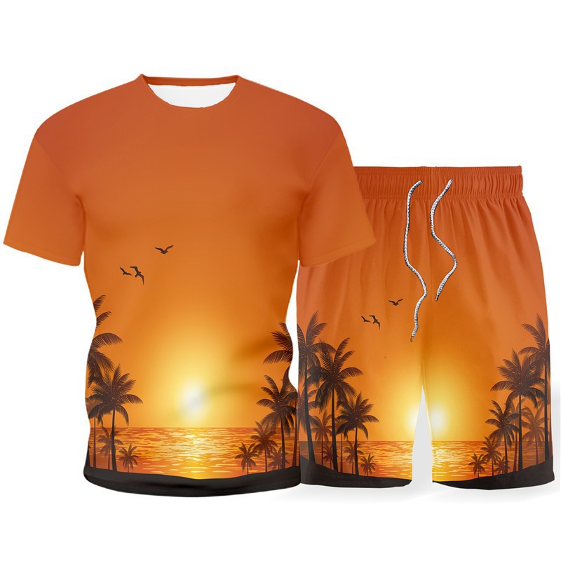 Men's Trendy Casual 3D Digital Printed Short Sleeve T-Shirt And Shorts Tracksuit Summer Fashion_viptrois.com