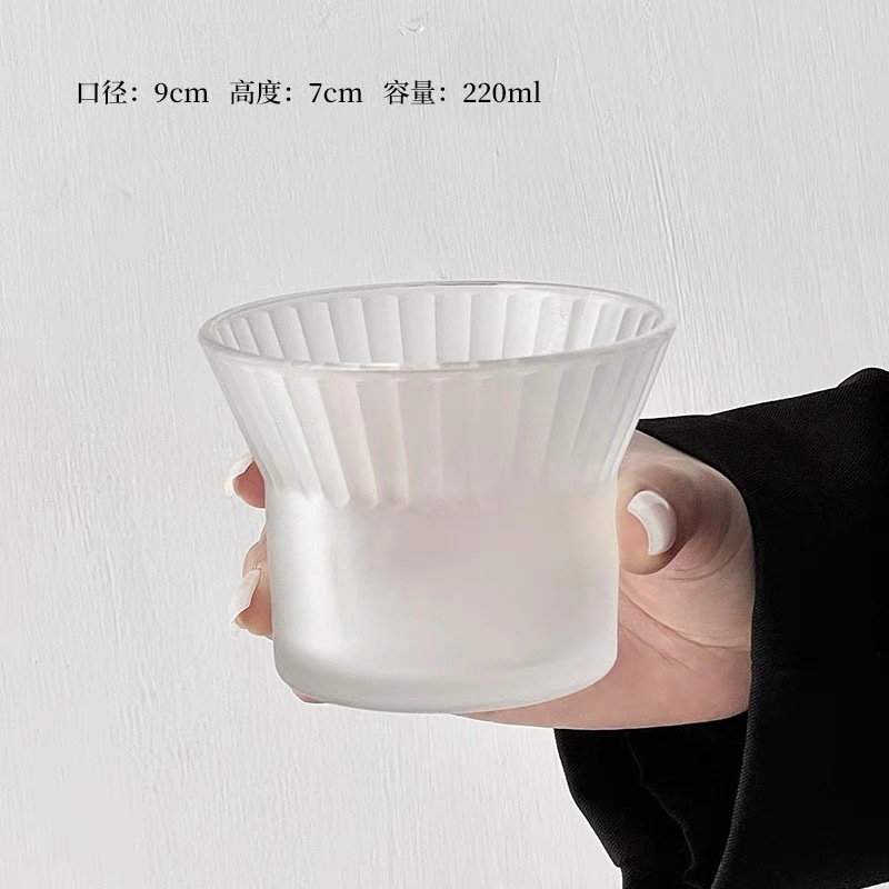 小众渐变绿竖纹玻璃杯家用防烫竹套喝水杯ins高级感咖啡杯冷饮杯|undefined