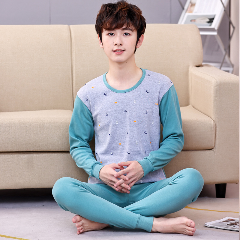 Conjunto de ropa interior juvenil suéter de algodón para niños medianos y grandes conjunto de ropa interior para niños de otoño e invierno y ropa interior para niños mayores