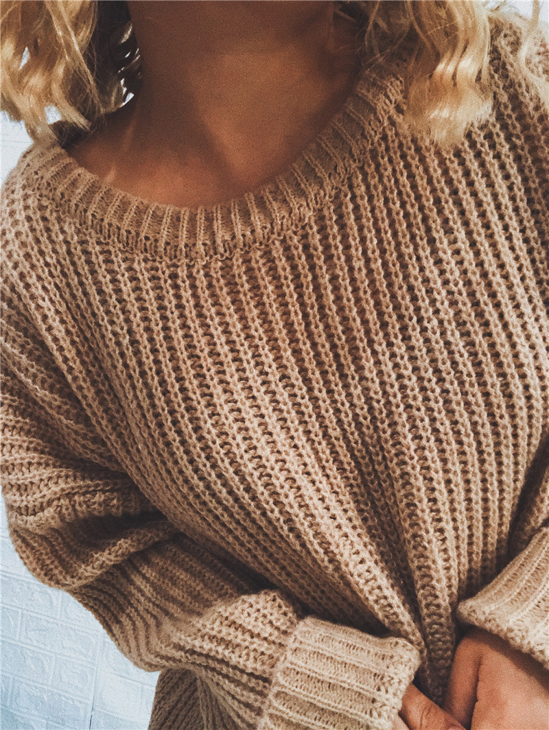 Round Neck Long-Sleeved Knitted Sweater NSSX104233