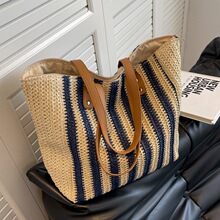 编织大容量包包女2025夏季新款流行时尚草编单肩包质感通勤托特包