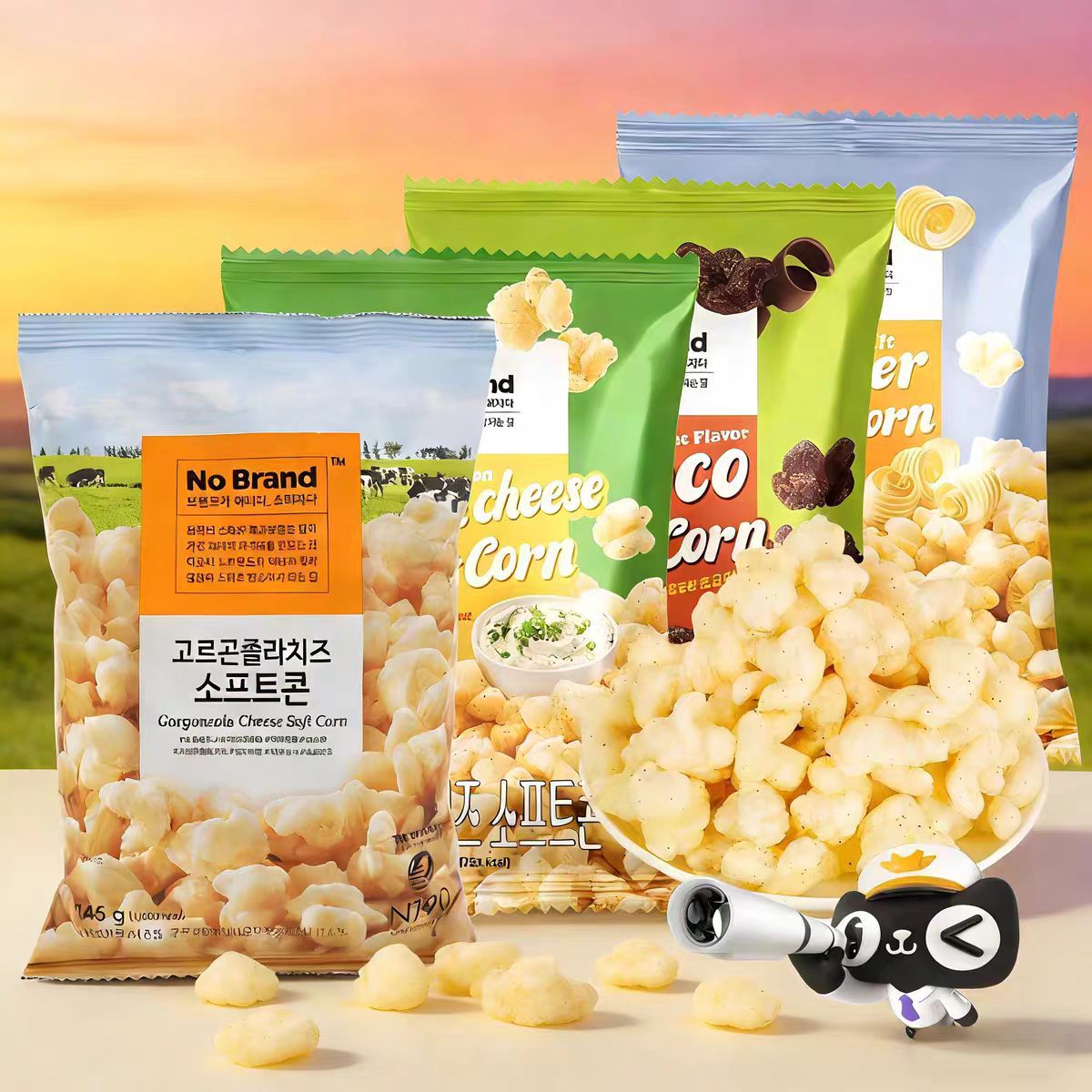 韩国进口Nobrand诺倍得冈古佐拉芝士玉米卷爆米花办公室休闲零食