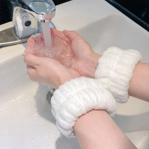 Fuzzy Face Wash Wrist Strap Hair Tie Waterproof Absorbent Gadget Sleeve for Yoga and Washing Mouthguard Splash Sleeve Wristband Hair Band Wholesale