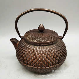 古董旧货市场铜器仿古黄铜做旧提梁酒壶,茶壶铜烧水壶摆件批发