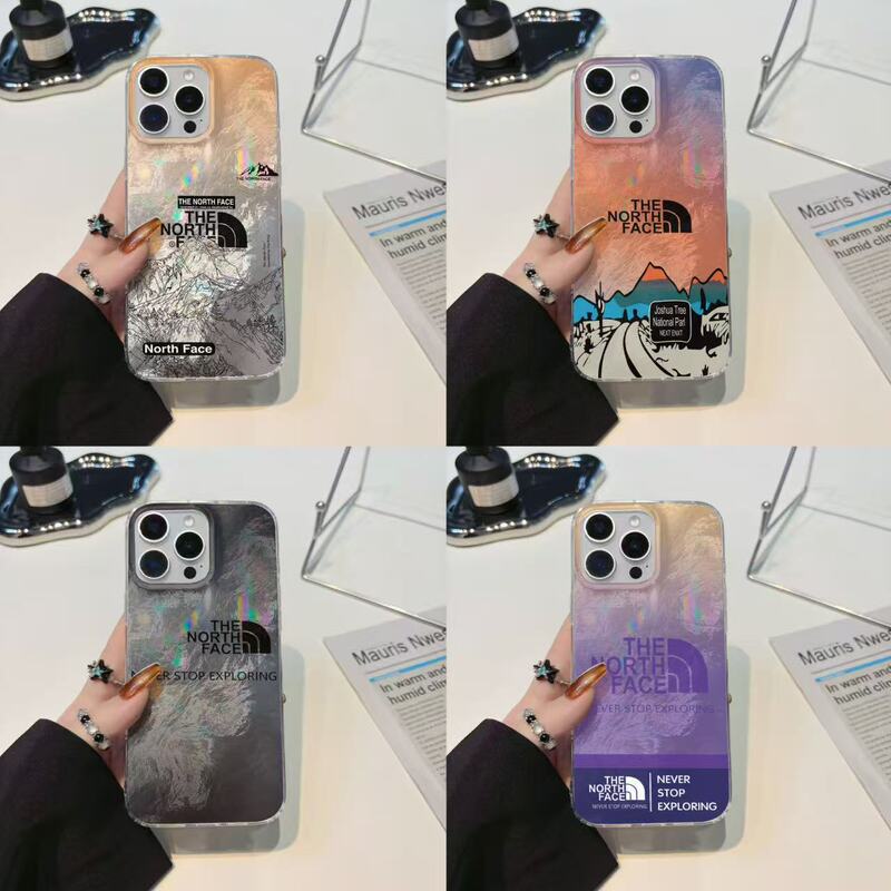 Tin Foil Pattern Suitable for iPhone 17 Phone Case Apple 15 16 Pro Max 13 11 12 14 Imd Trendy Brand Cross-Border North Face