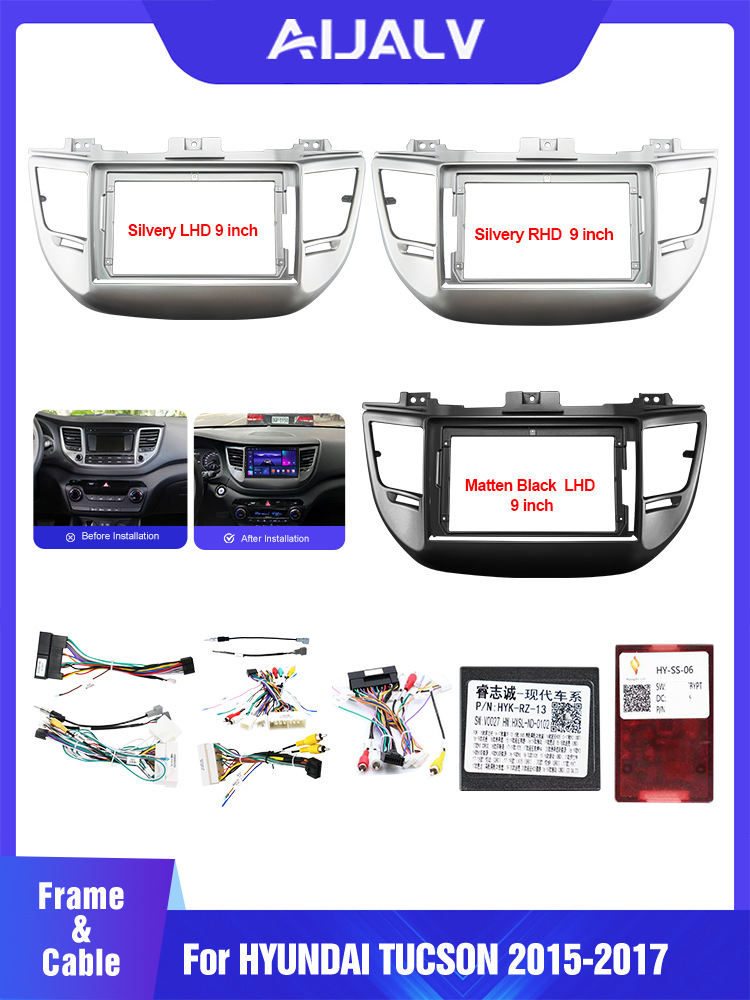 Car Central Control Large Screen Navigation Face Frame Versatile Frame Modification Panel Suitable for 15-17 Hyundai Tucson