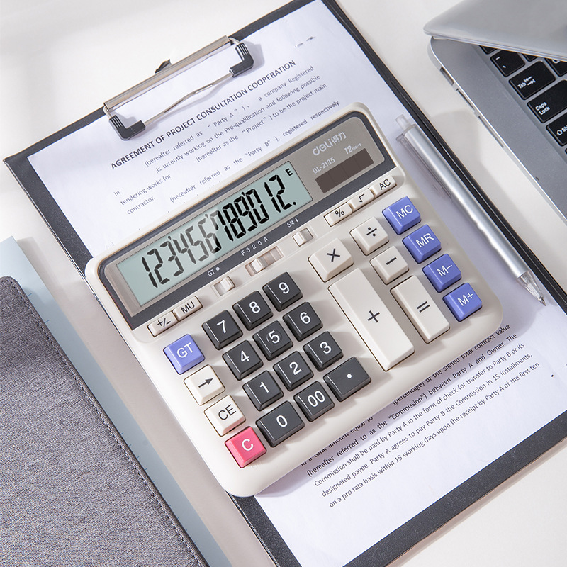 Deli 2135 gran oficina de contabilidad financiera computadora botón grande pantalla grande calculadora electrónica solar
