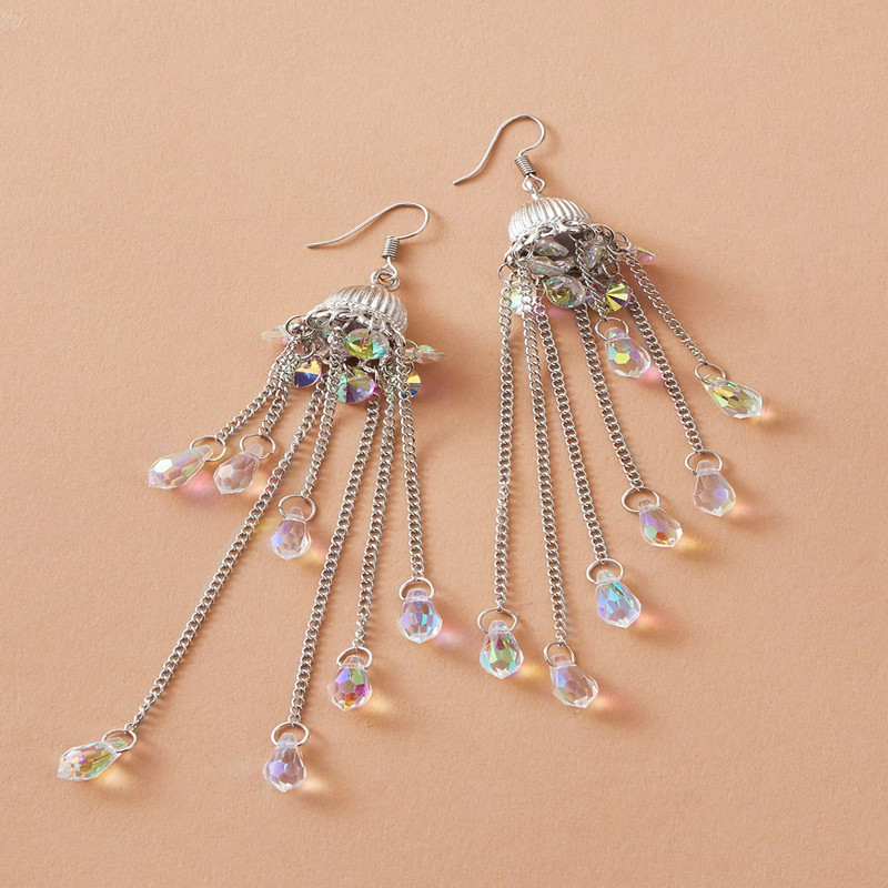 Creative Fashion Hollow Lantern Crystal Long Tassel Earrings display picture 3