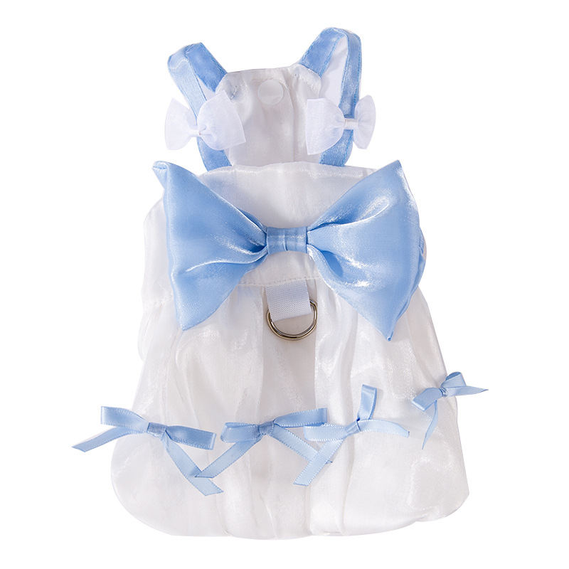 Princesa viento primavera verano perro colorido arco grande streamer falda de tirantes vestido de gato ropa de perro