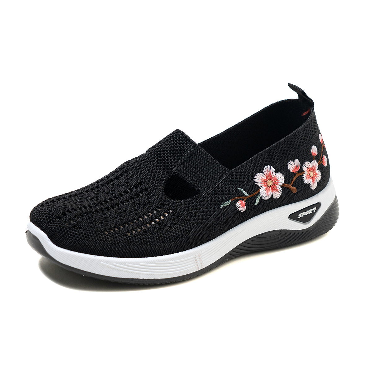 Women's Breathable Casual Shoes Slip-On Embroidered Floral Thick-Soled Soft-Soled Comfortable Versatile Sneakers_vogvips.com