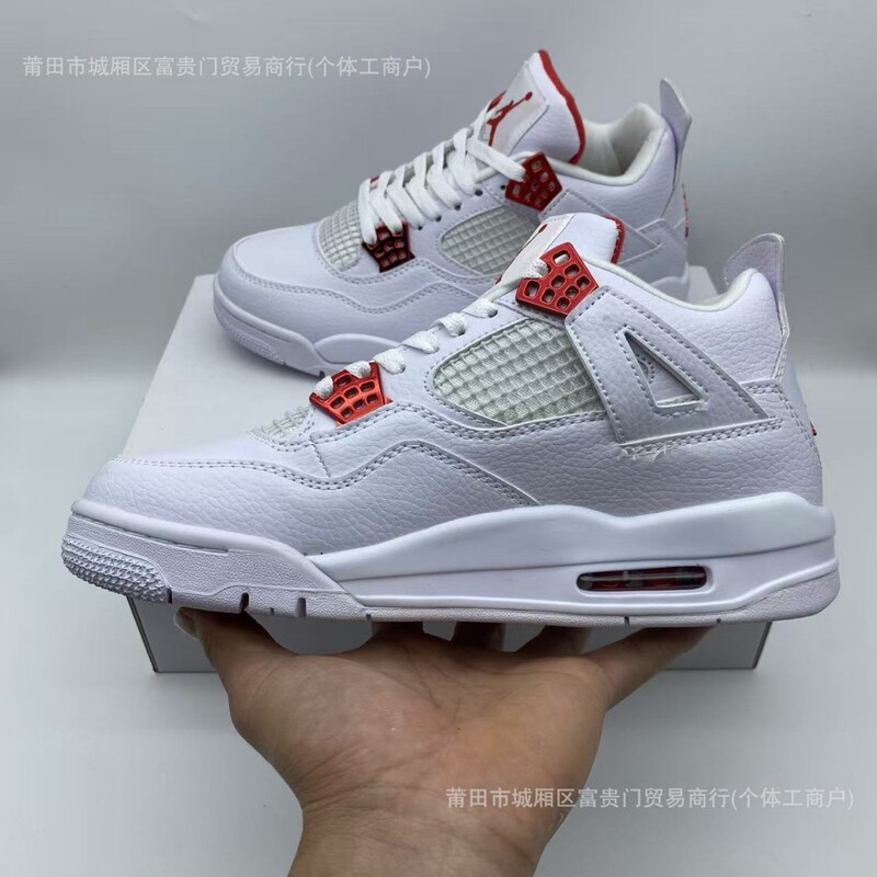 Original Aj4 Mid-Top Wear-Resistant Shock-Absorbing Non-Slip Jordan 4 Sports Training Shoes Unisex Versatile Support Air-Cushioned Basketball Shoes