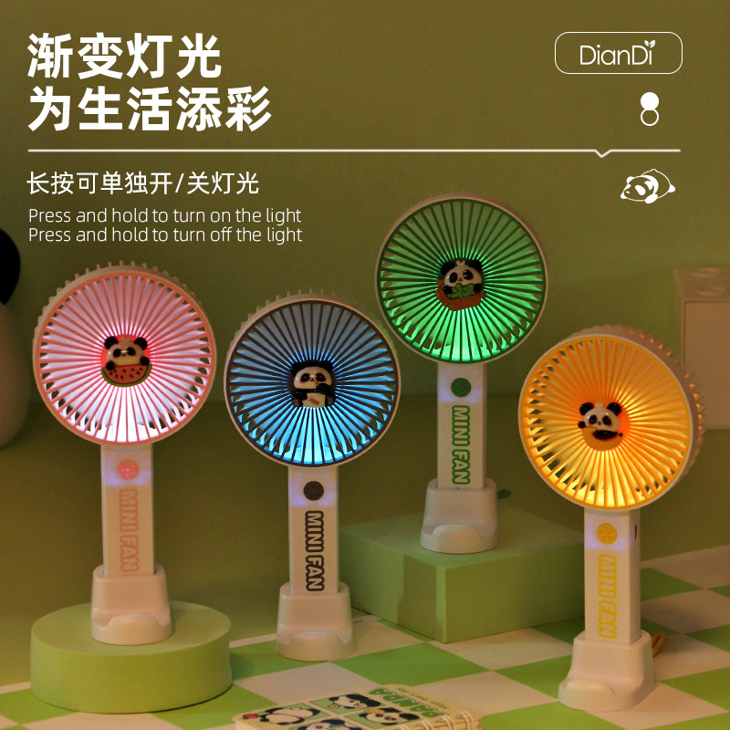 New Drip Panda Handheld Mini Fan Mobile Phone Base Desktop Charging Portable Lanyard Fan Customization