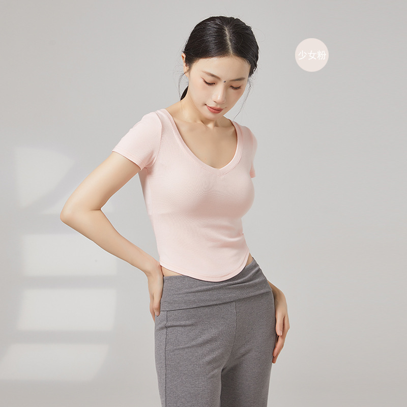 现代舞修身短袖舞蹈服古典舞夏季上衣练功服女成人形体服|undefined