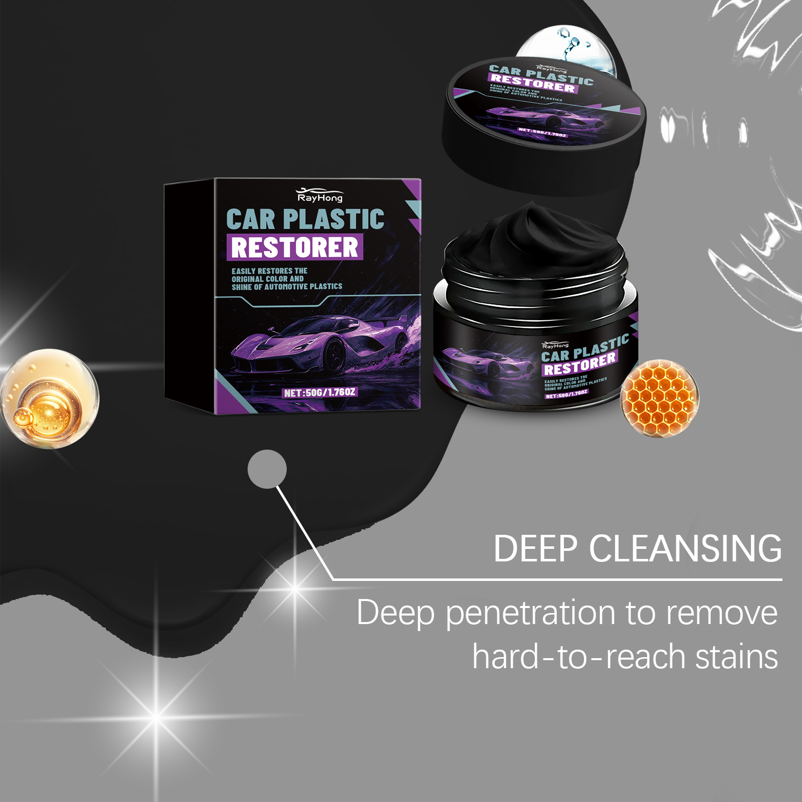Rayhong Car Plastic Gloss Care Cream Interior Dashboard Polishing Maintenance Decontamination and Stain Removal Cleaning Agent