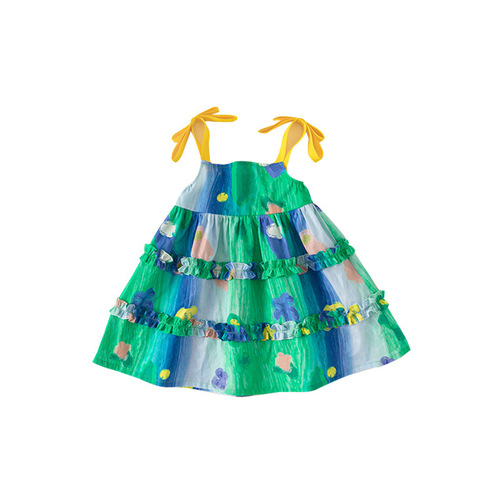 INSbobo children's sister and brother clothing graffiti print shirt girls dress tie-dye princess skirt XQ23153