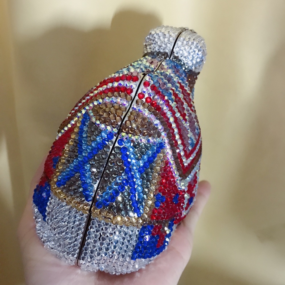 * Cartoon animal camello forma de diamante bolsas de cena bolsas de cristal de diamantes hechas a mano bolsas de caja dura para mujeres