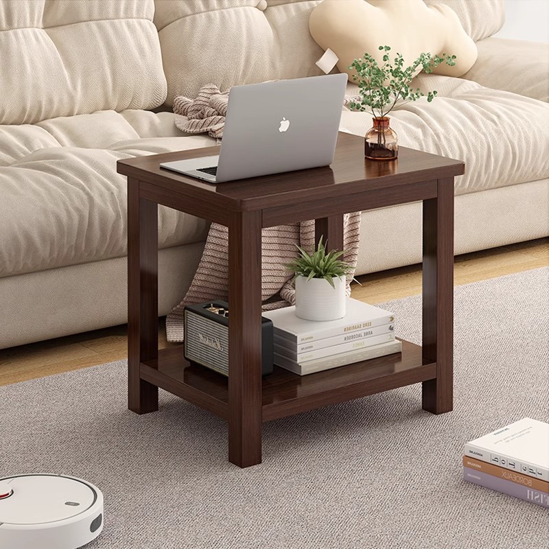 Sofá de lado, gabinete de lado, sala de estar, mesa de té simple y moderna, balcón cuadrado, mesa cuadrada de madera sólida