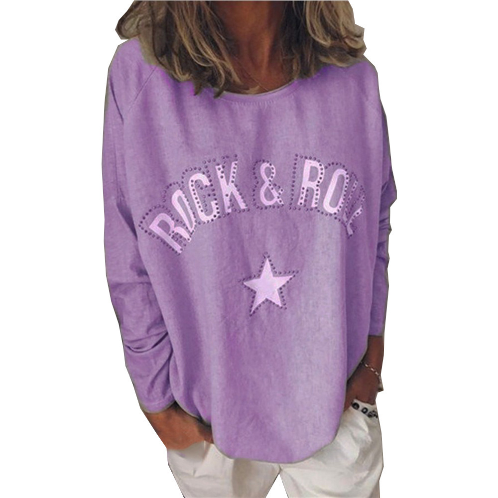 Sudadera de Manga Larga con Diamantes de Imitación para Mujer de Mezcla de Algodón para Otoño e Invierno image 11