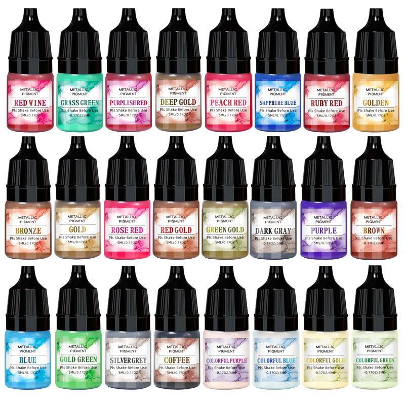 5ml epoxy resin dropper metal halo dye rendering pigment 24 color set self diffusion without stirrin