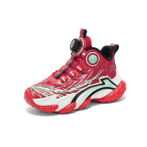 2533 Children's Rotating Buckle Basketball Shoes Spring, Autumn, Winter High-top Mesh Non-slip Boys' and Girls' Shoes Elementary School Sports Shoes