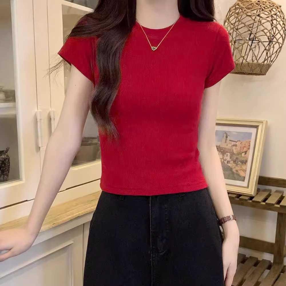 Zhenghong camiseta de manga corta camiseta de base de mujer 2026 primavera y otoño nuevo comercio exterior ropa de mujer coreana delgada chica caliente con camiseta superior