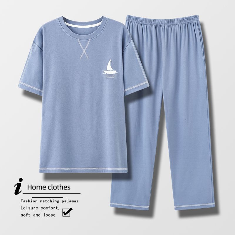 100% pijamas pantalones de algodón de manga corta de verano para hombres ropa para el hogar traje de verano Delgado suelto más tamaño