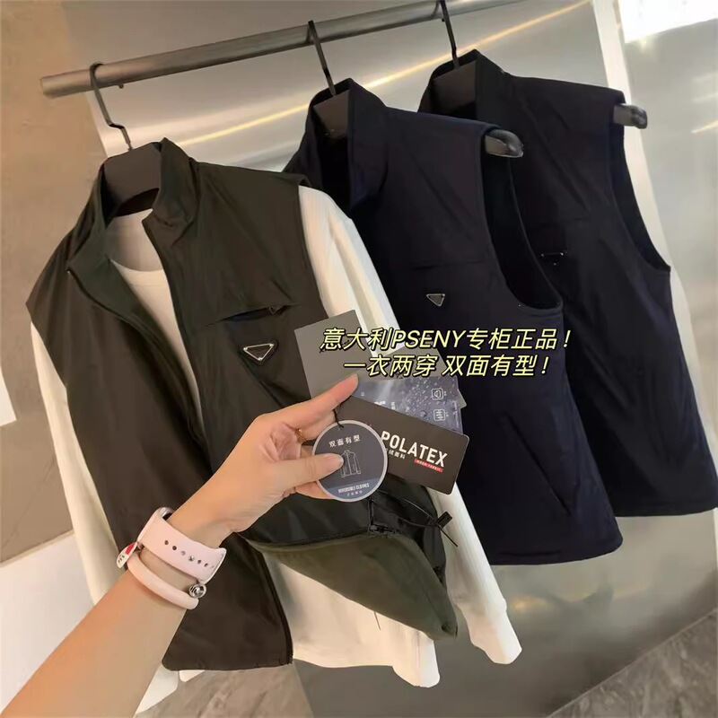 Italian-Style Light Luxury! Reversible! Couple's Style Autumn and Winter Fleece-Lined Warm Versatile Business Vest with Multiple Pockets