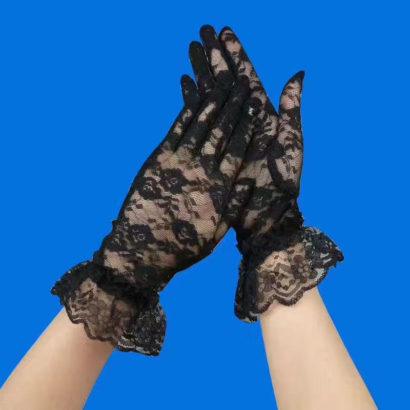 Women's Lace Mesh Large Lace Sunscreen Gloves Decorative Wedding Wedding Bridal Gloves Vintage French Style Court Style
