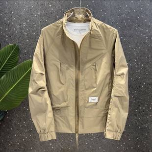 Men's Thin Jacket 2023 Spring New Stand Collar Stylish Youth Jacket Versatile Fashion Trend Top Black