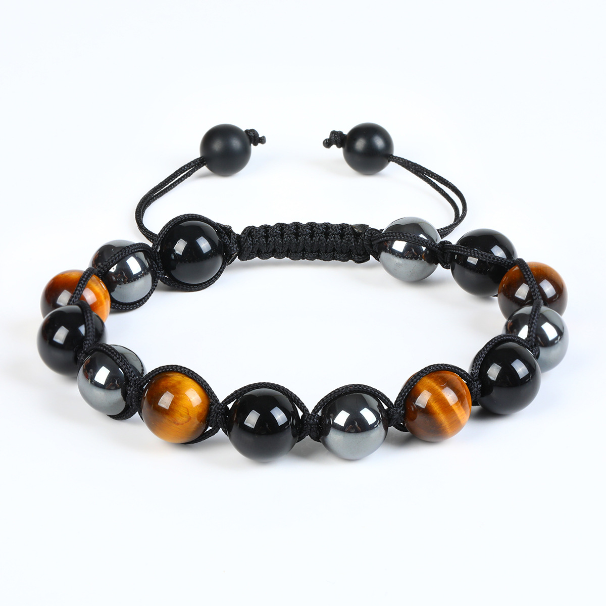 3A10mm Single Layer Tiger's Eye Black Glass Beads Iron Stone